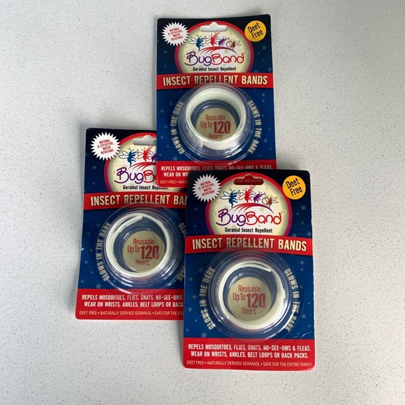 Qty (3) Glow-In-The-Dark Insect Repelling Repellant Band | Natural Geraniol - Picture 1 of 3